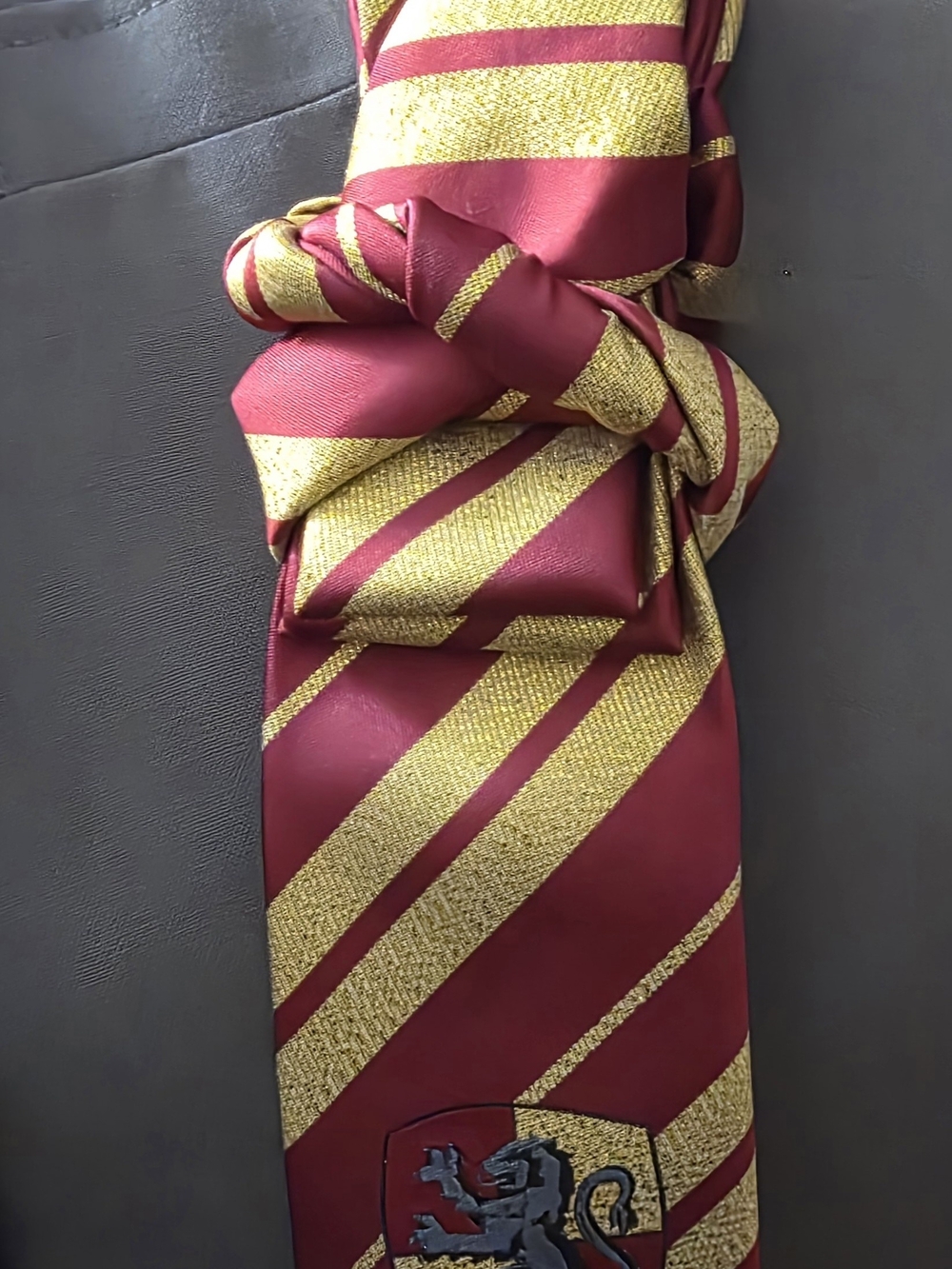 Gryffindor-Inspired Men’s Burgundy and Gold Striped Tie